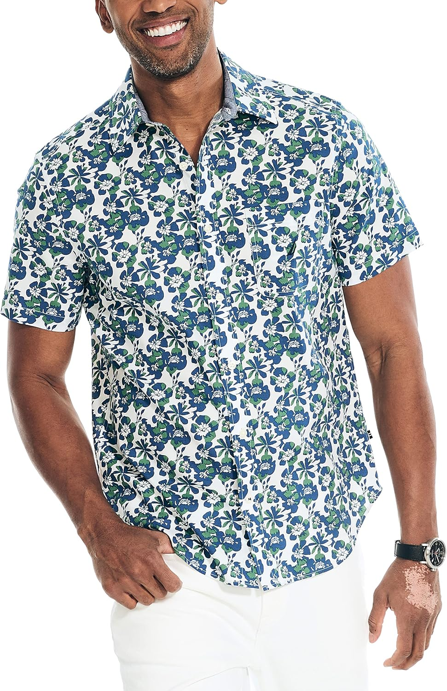 Nautica Camisa Manga Curta Estampado Floral Azul M W35301