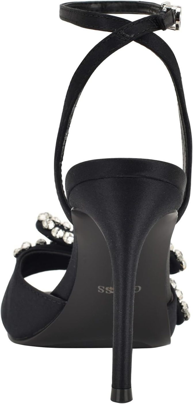 Guess Sandália de Salto Charmin com Laço e Strass Preto