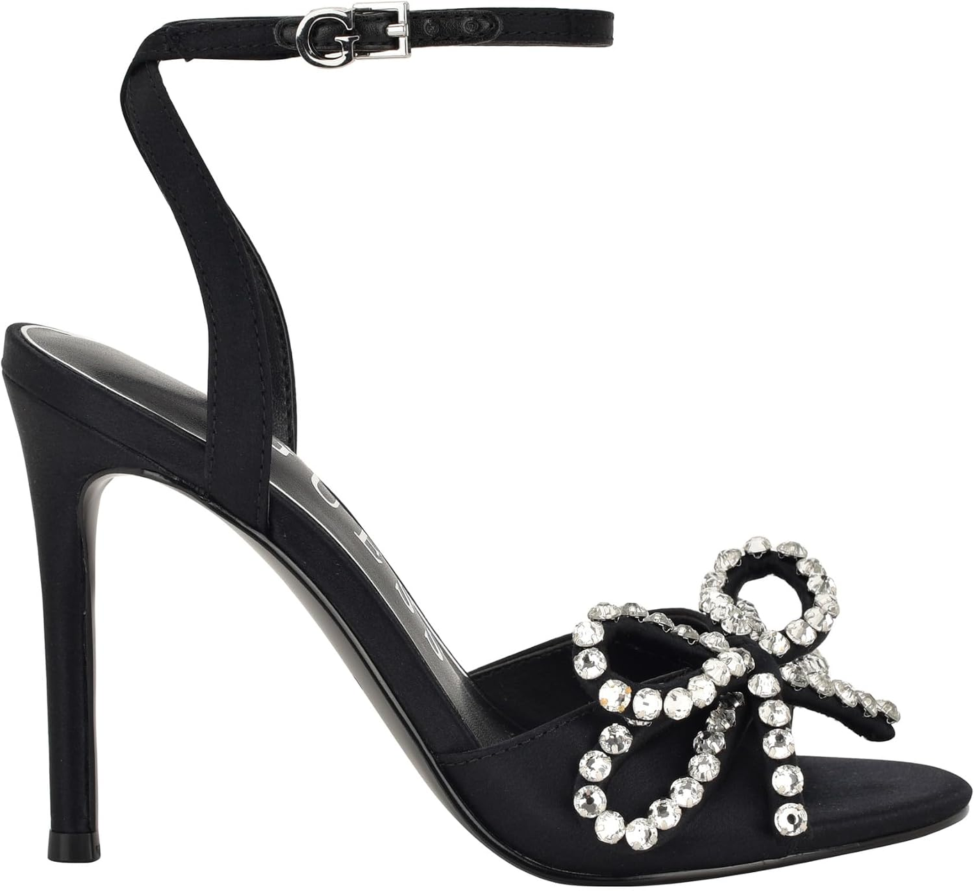 Guess Sandália de Salto Charmin com Laço e Strass Preto