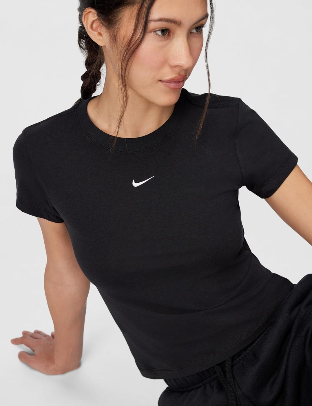 Nike Sportswear Chill Knit T-Shirt Mulher Justa Preto Branco
