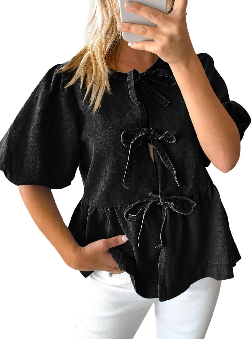 Tankaneo Blusa Mulher Ganga com Laços à Frente
