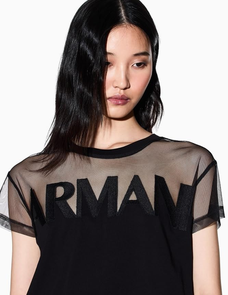 Armani Exchange T-Shirt Mulher Jersey Algodão Preta