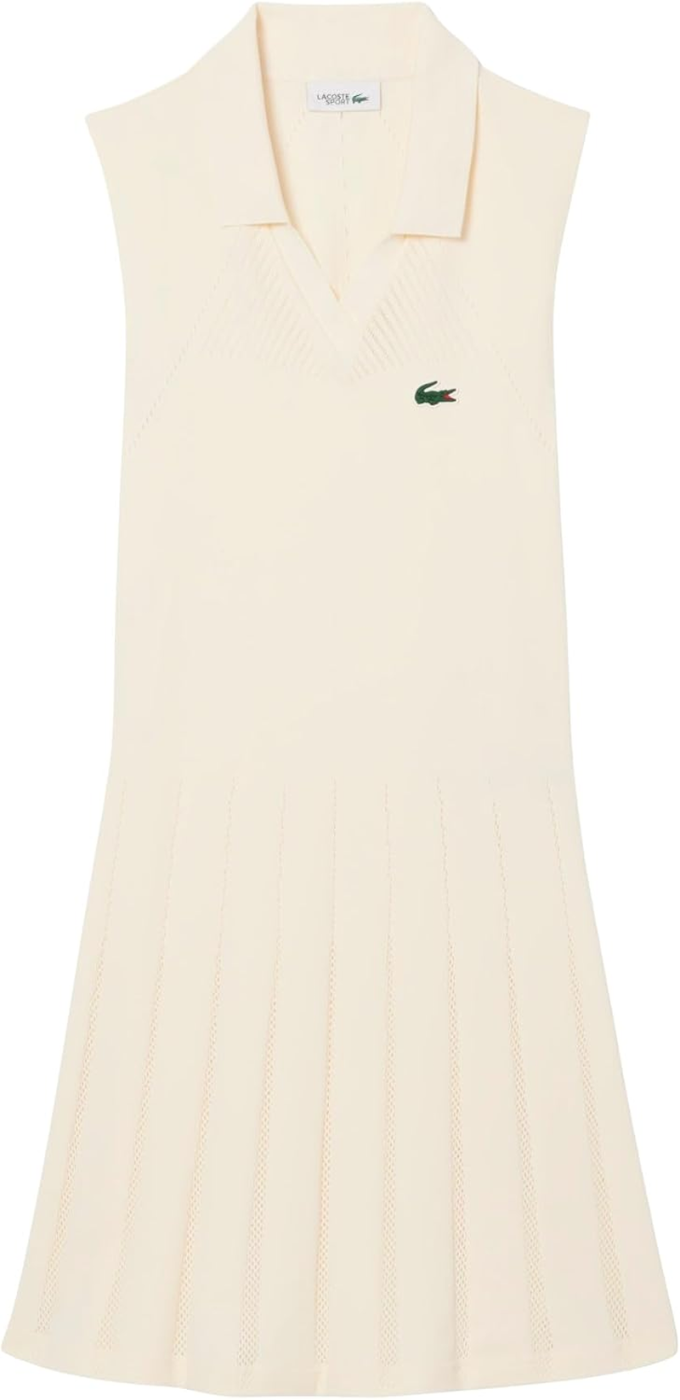 Lacoste Vestido de Ténis com Calções Integrados EF0615-51 Branco e Verde Caqui