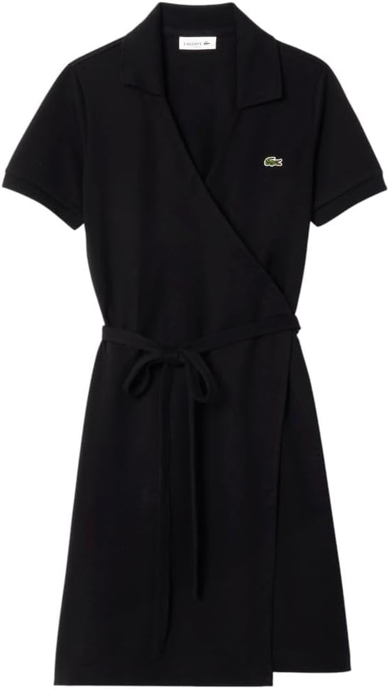 Lacoste Vestido Curto Cruzado Piqué Elástico EF7252-51 Preto