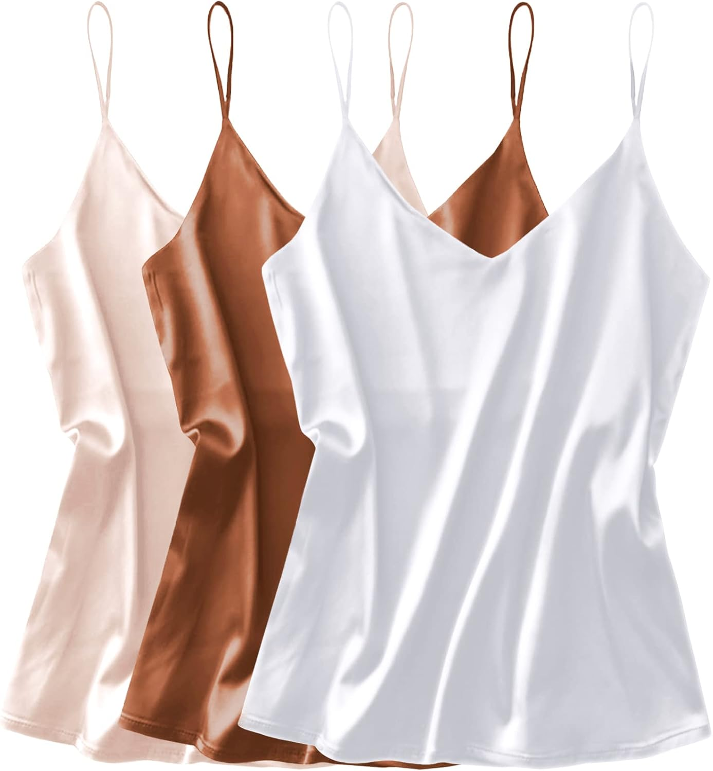 Ekouaer Pack 3 Tops de Alças em Cetim Mulher