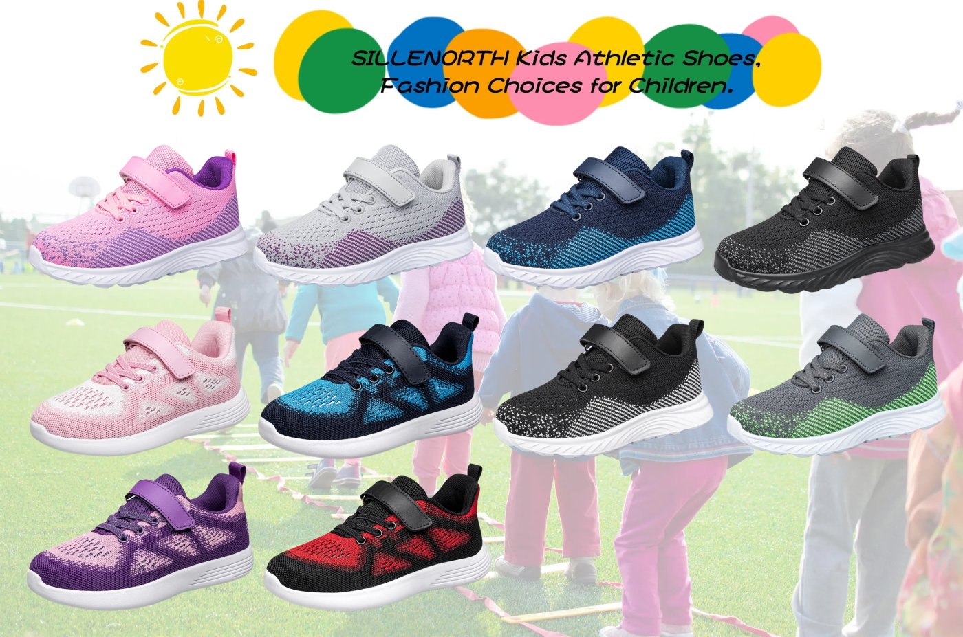 Sapatilhas Desportivas SILLENORTH Criança Respiráveis Velcro Rosa Tamanho 4