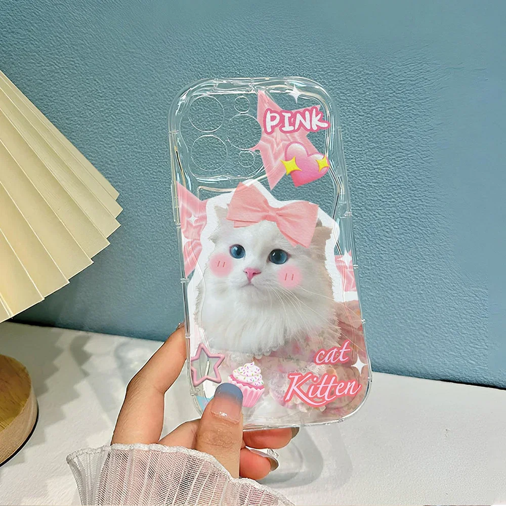 Color: Blue, Material: EVA - Cute Kitten Phone Case for iPhone 15 14 13 12 11 Pro Max XR XS X 7 8 Plus Mini SE Clear Cat Mobile Case