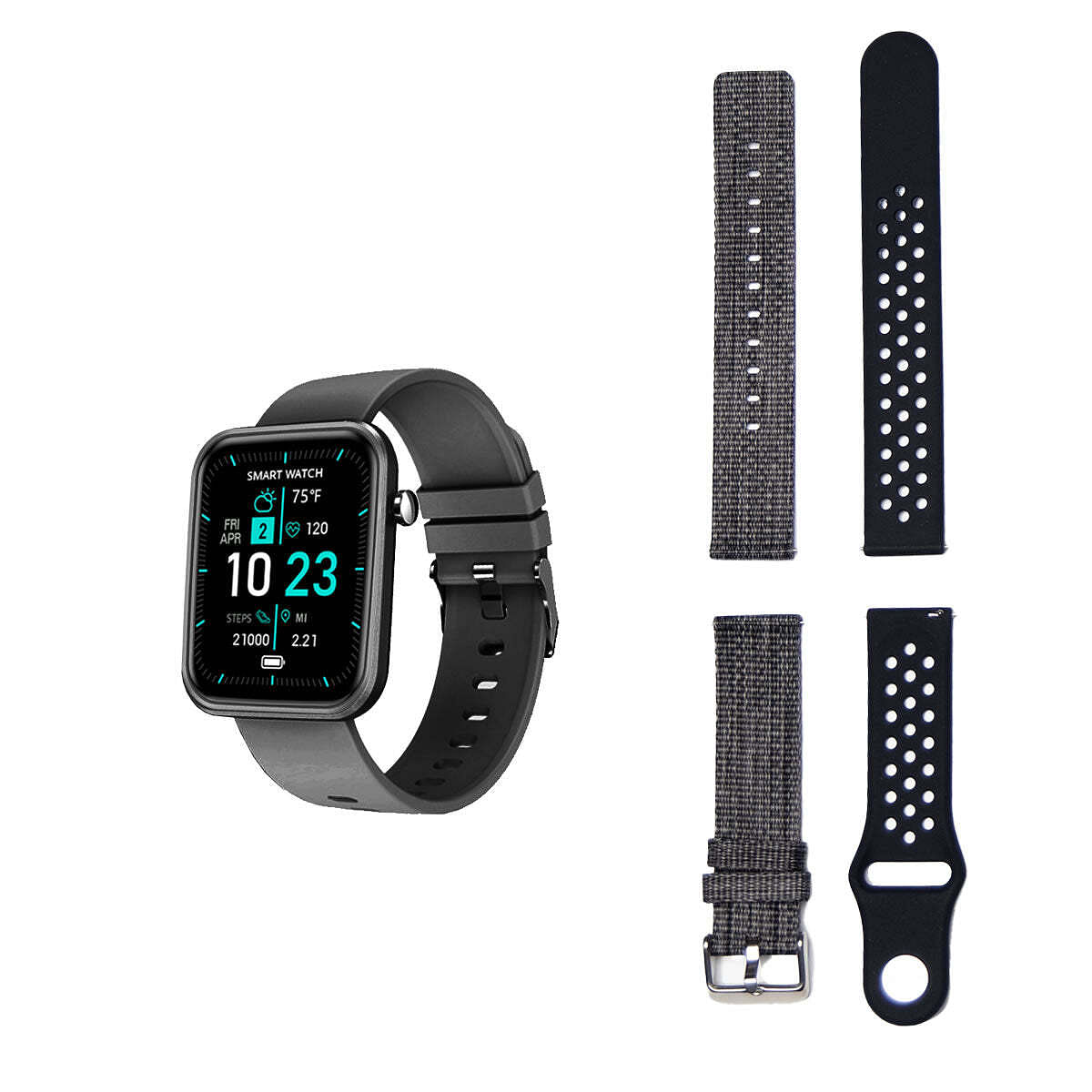 Color: BLACK - Advanced Smartwatch With Three Bands And Wellness + Activity Tracker