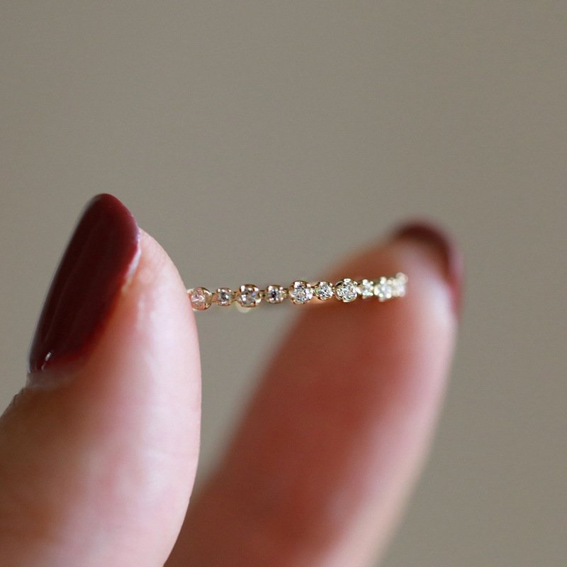 Women's Simple And Versatile Zircon Ring Exquisite Twin Elegant