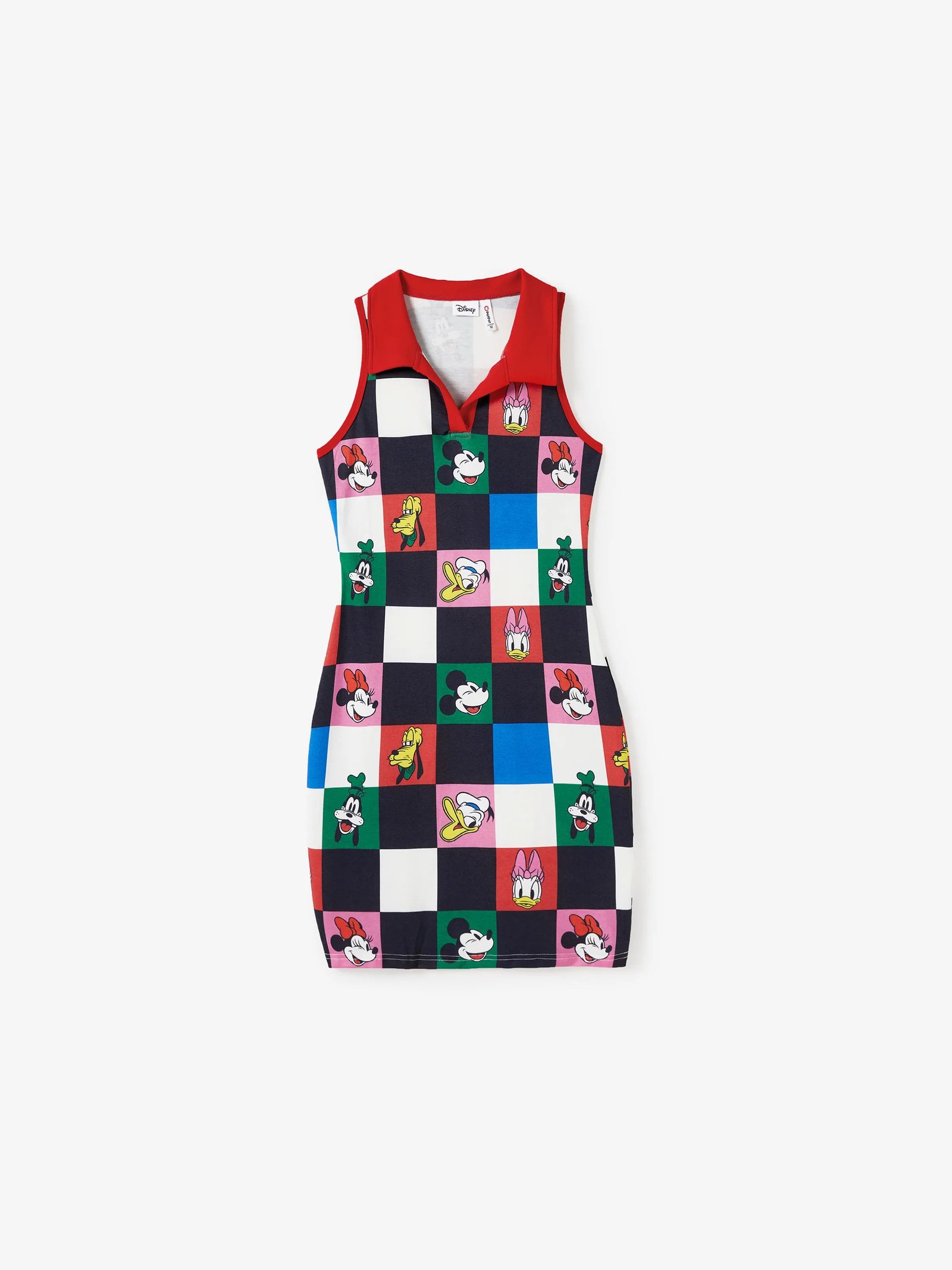 Disney Mickey and Friends Family Matching Naia™ Colorful Checkered Pattern Top/Sleeveless Dress/Onesie Multi-Color