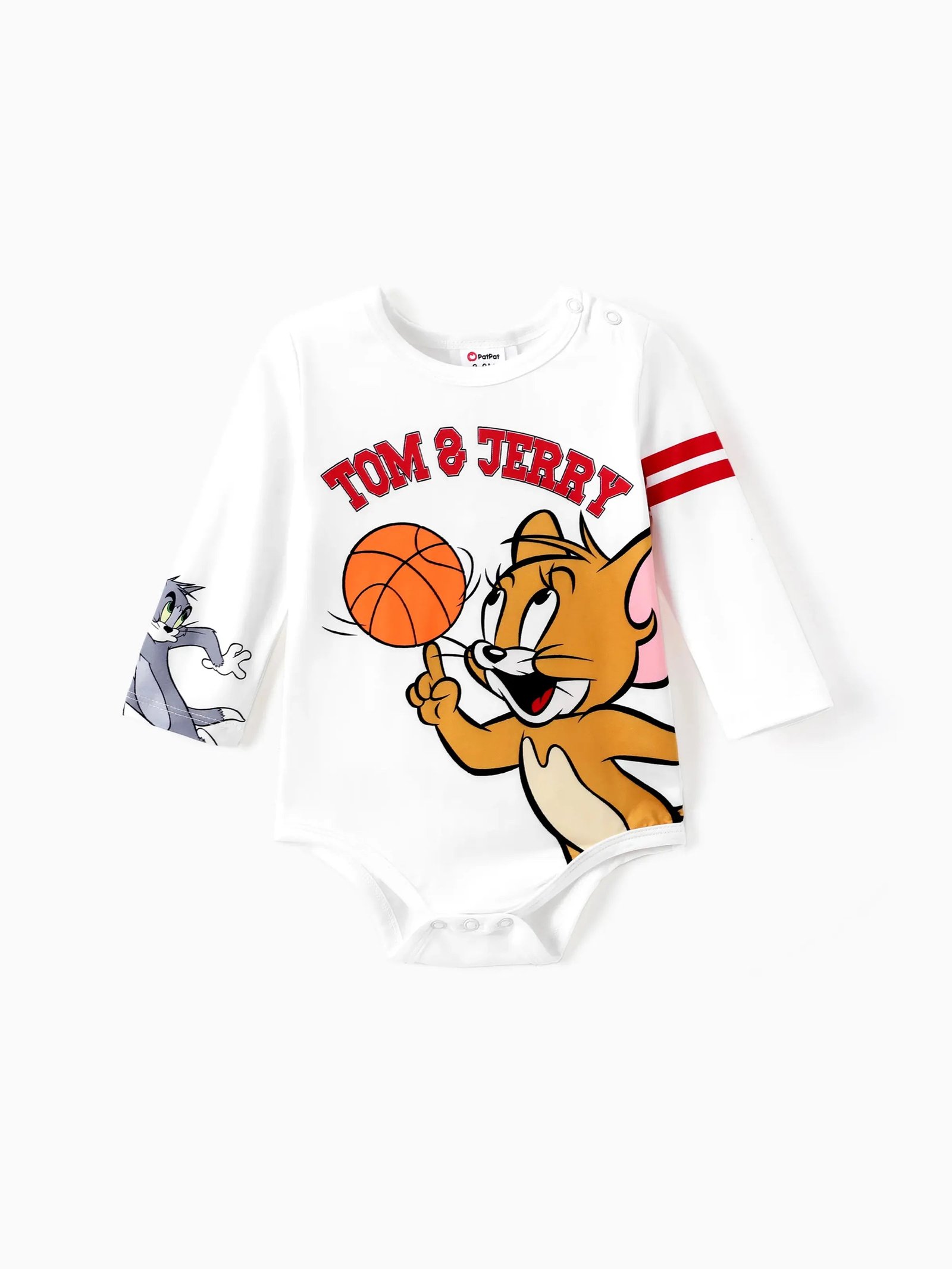 Tom and Jerry Baby Boy Character Print Long-Sleeve Bodysuit White