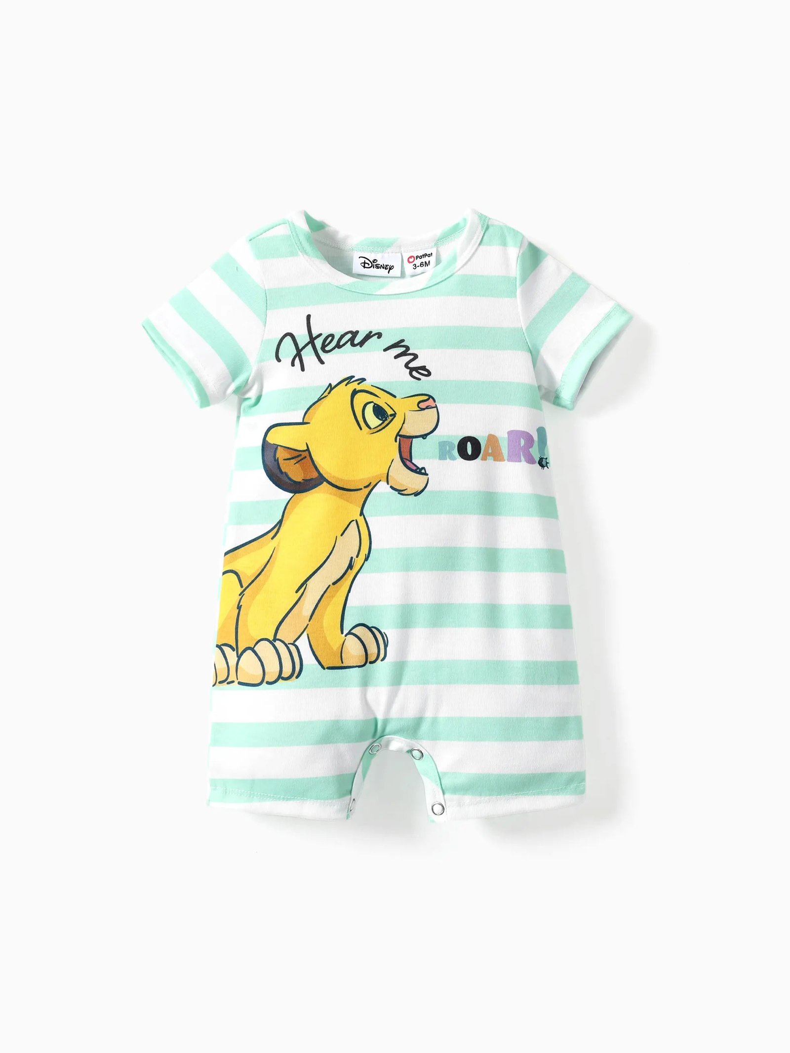 Disney Lion King Baby Boys/Girl Simba 1Pc Naia™ Jungle Print Striped Romper Green