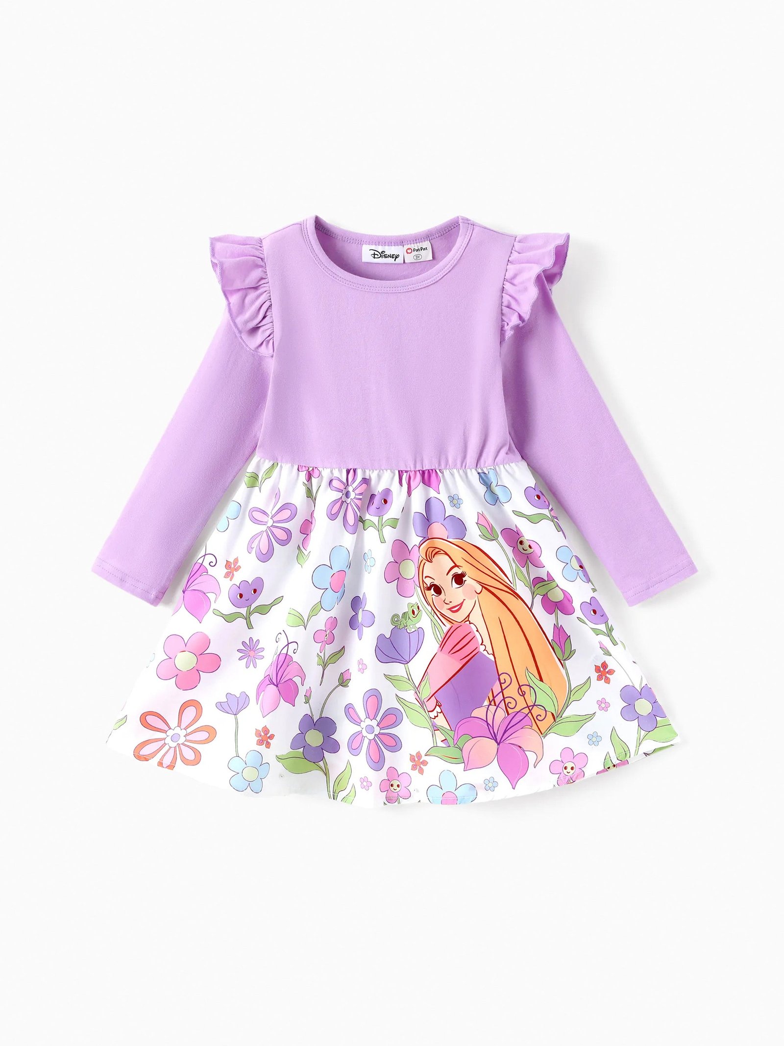 Disney Princess Toddler Girl Rapunzel Childlike Ruffle Flutter-Sleeve Dress Light Purple