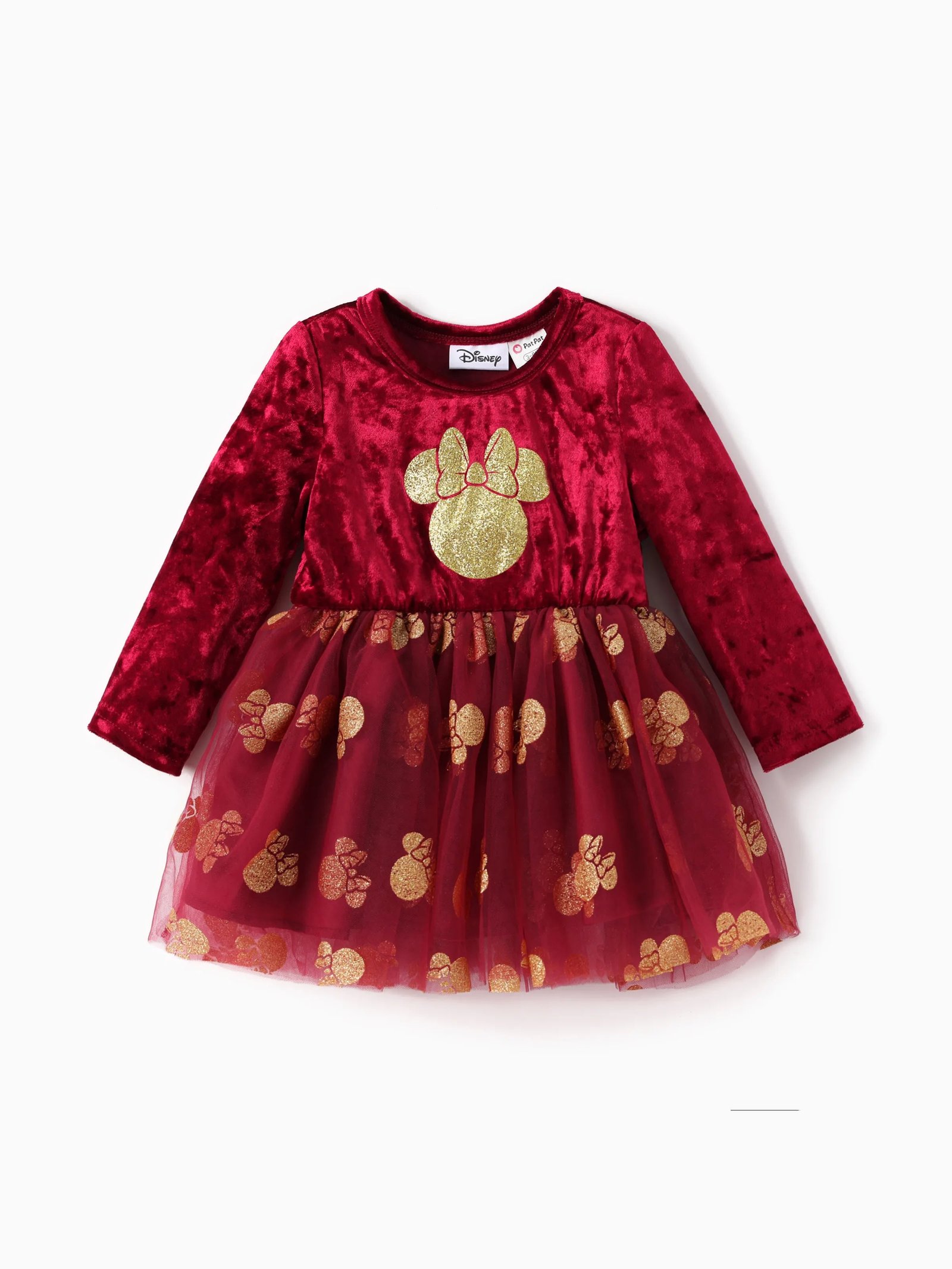 Disney Mickey and Friends Baby/Todder Girl 1Pc Character Minnie Mouse Velet Tulle Dress Winered