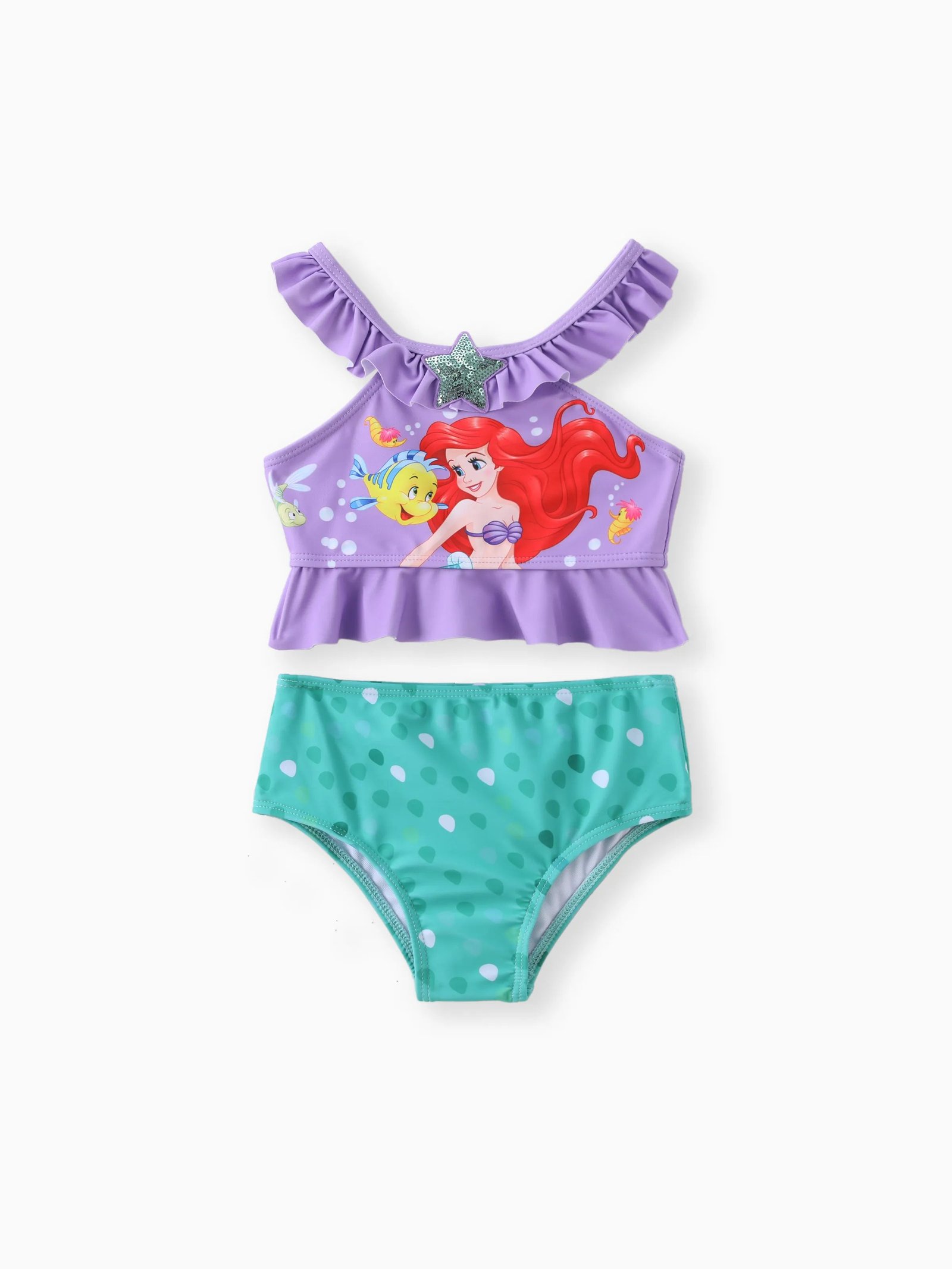 Disney Princess Toddler Girl Ariel Shinning Star Pattern Swimsuits Blue