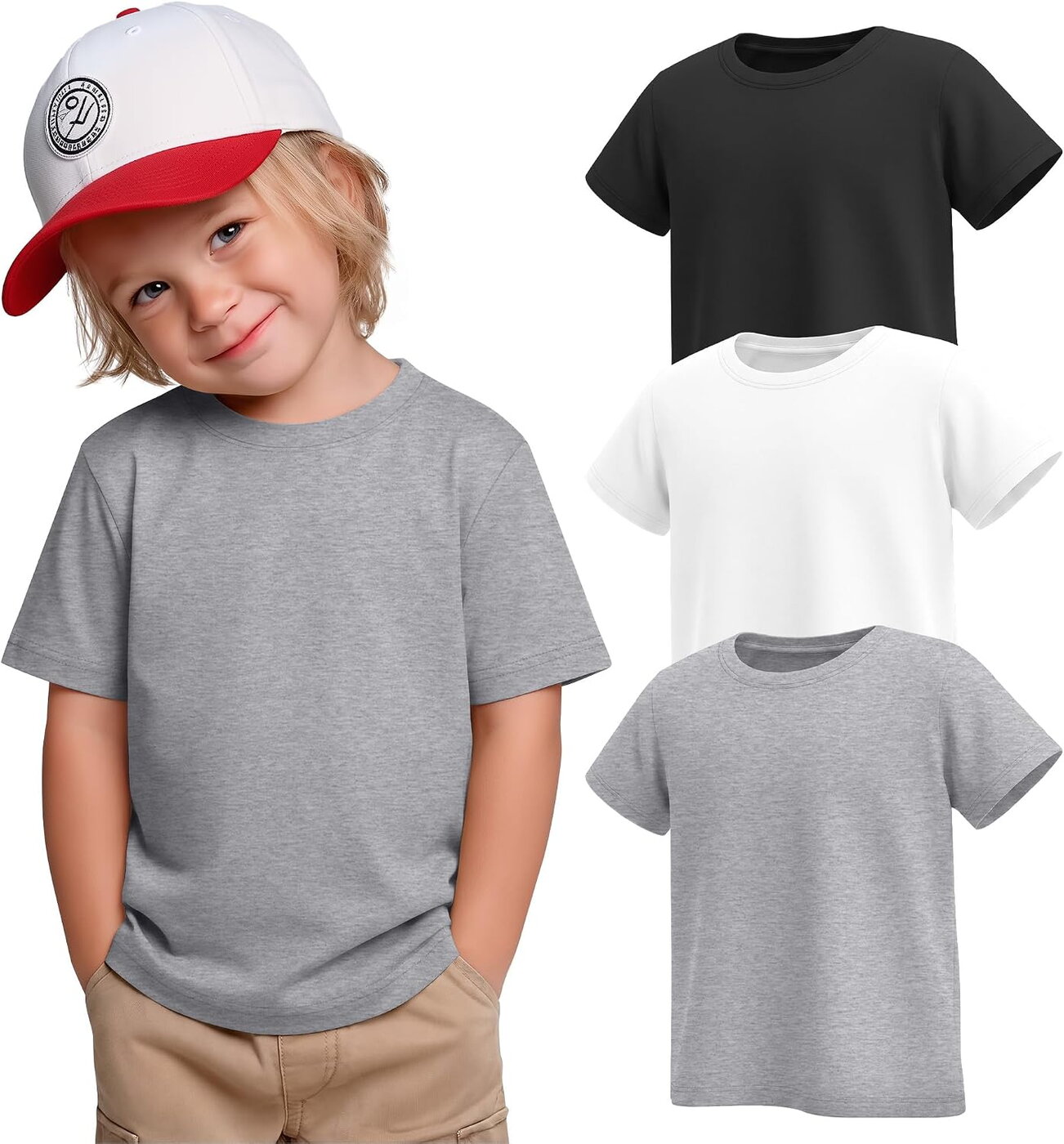 Oakgarden Pack de 3 T-Shirts Básicas de Manga Curta para Menino