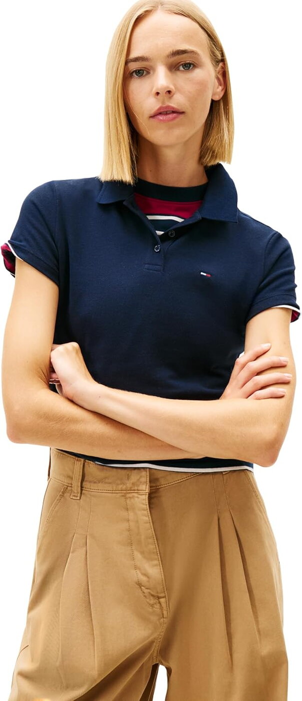 Tommy Jeans Polo Essential Algodão Mulher Azul-Marinho