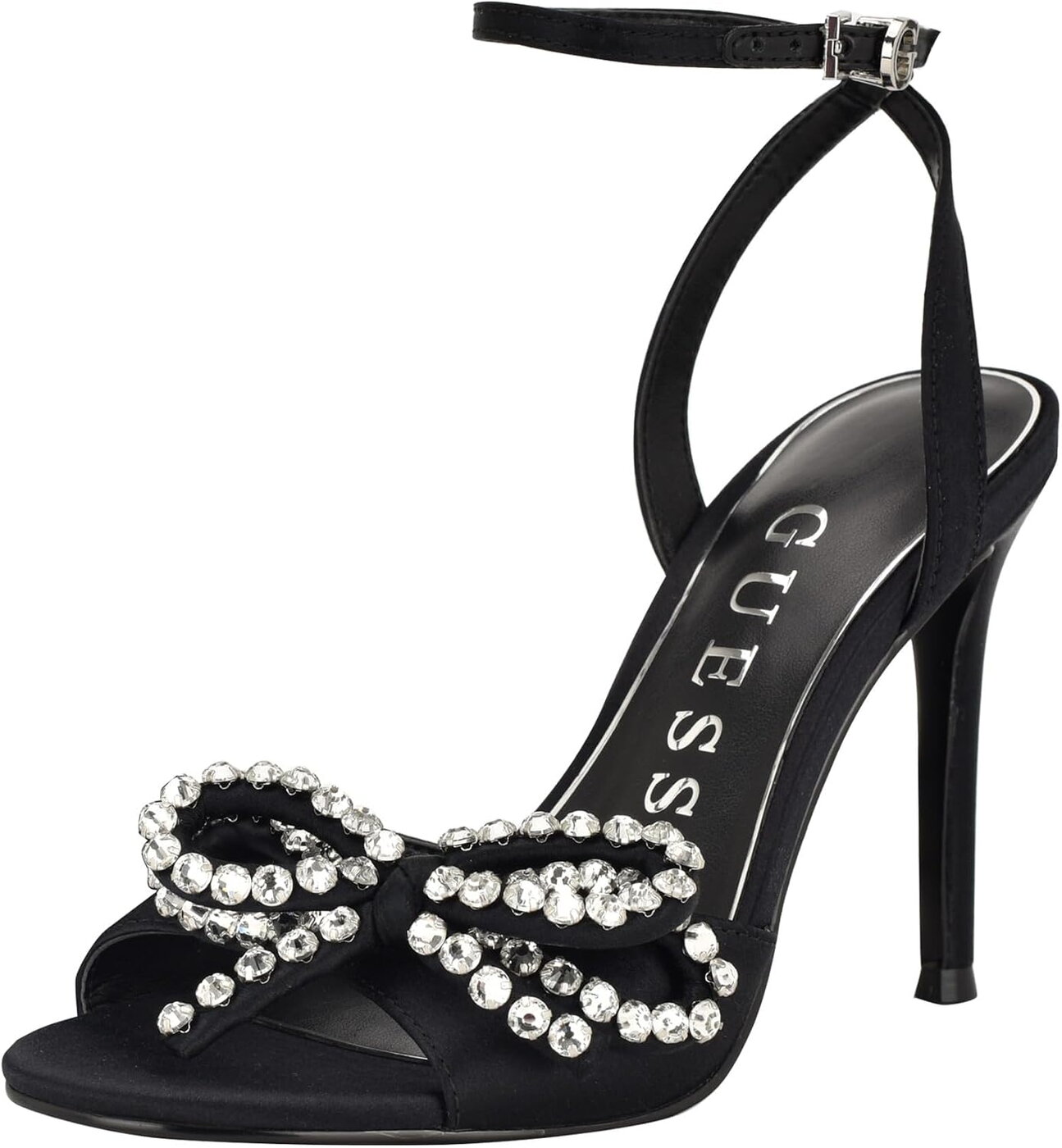 Guess Sandália de Salto Charmin com Laço e Strass Preto