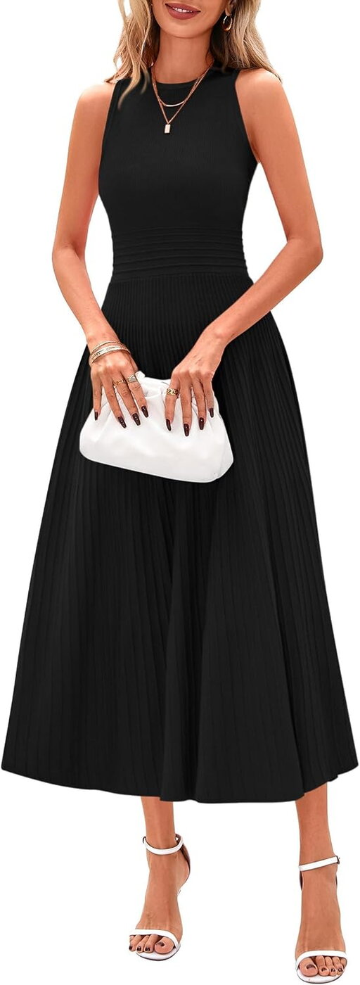 PRETTYGARDEN Vestido Midi Plissado Sem Mangas PR930