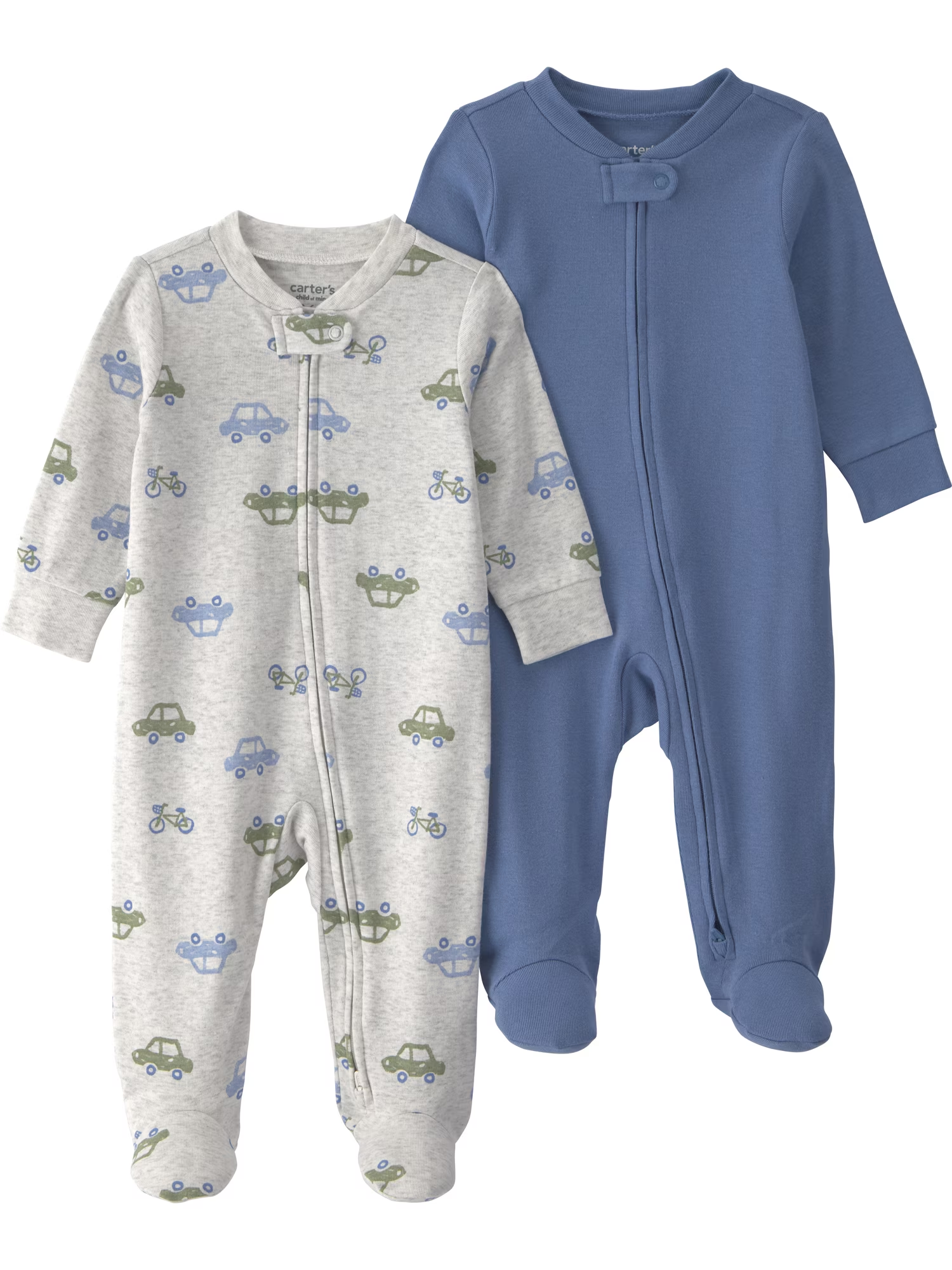 Carter's Child of Mine Pack 2 Babygrows Garçon Bleu/Gris Voitures EU 50-56