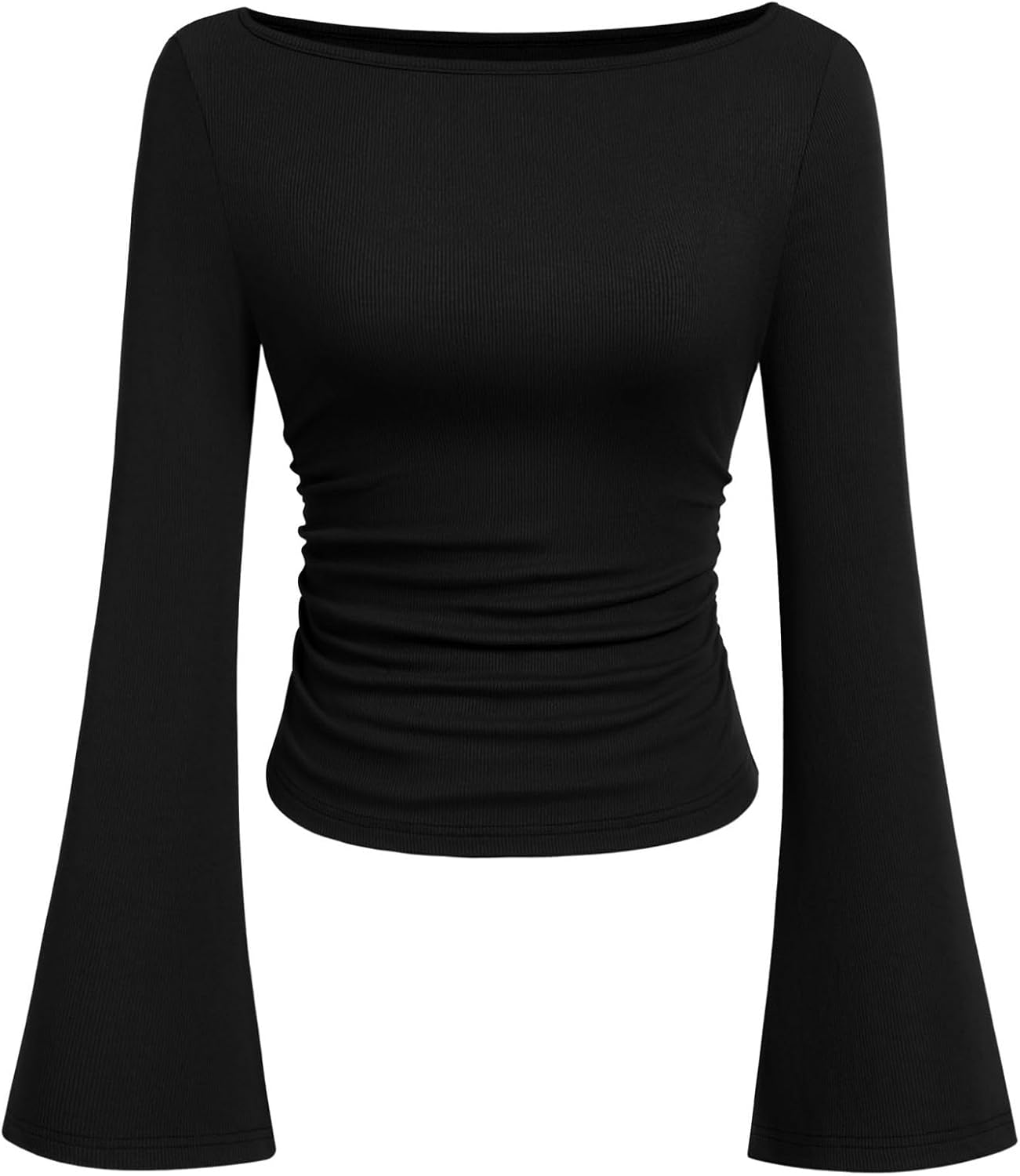 PRETTYGARDEN Top Mulher Manga Sino Justo Burgundy