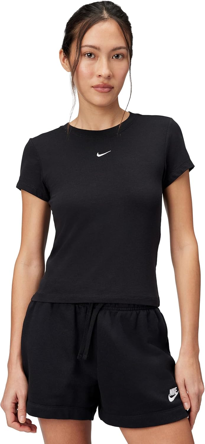Nike Sportswear Chill Knit T-Shirt Mulher Justa Preto Branco