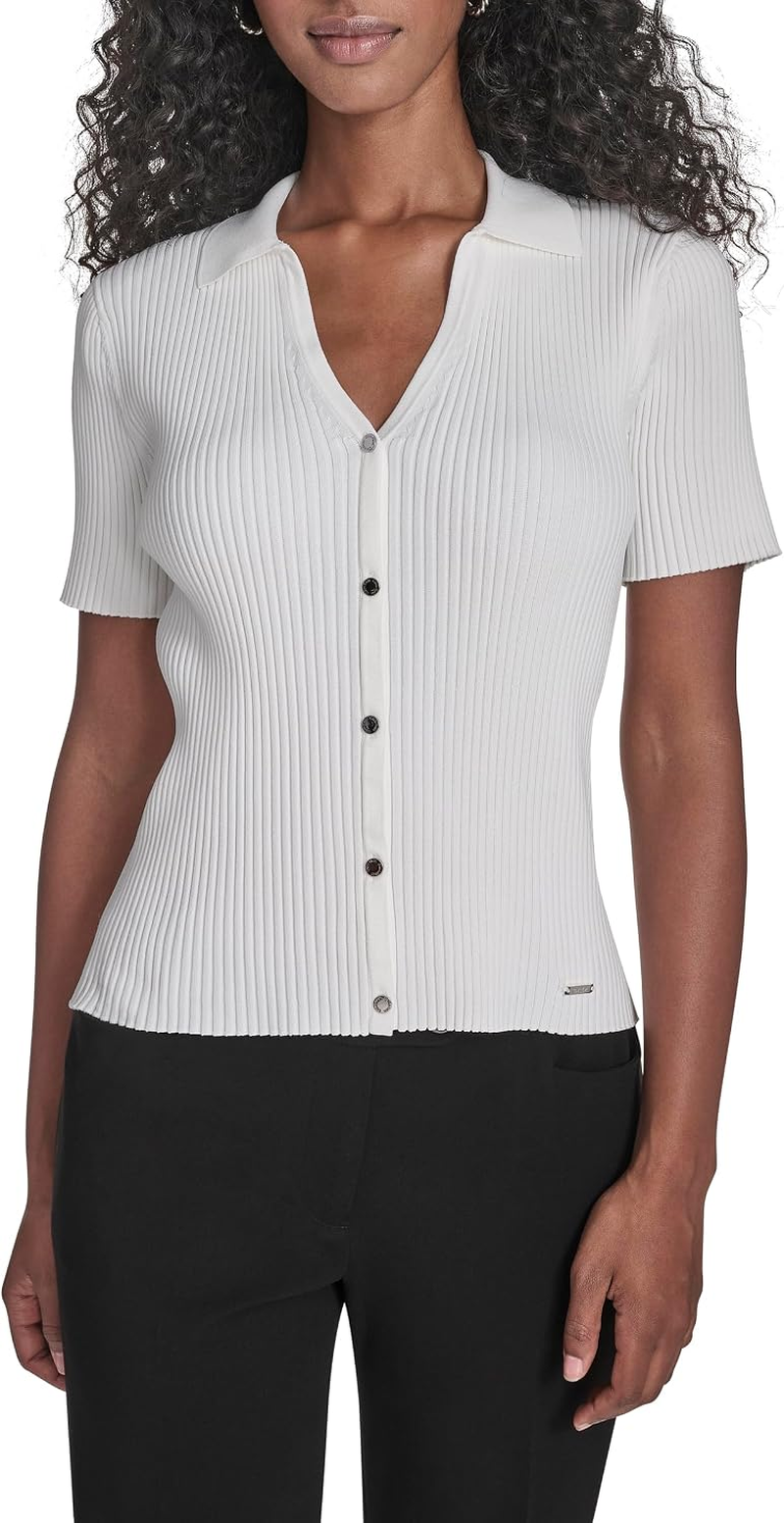 Calvin Klein Blusa Mulher Gola Decote V Cream