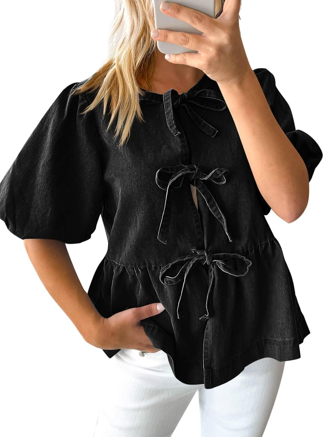 Tankaneo Blusa Mulher Ganga com Laços à Frente