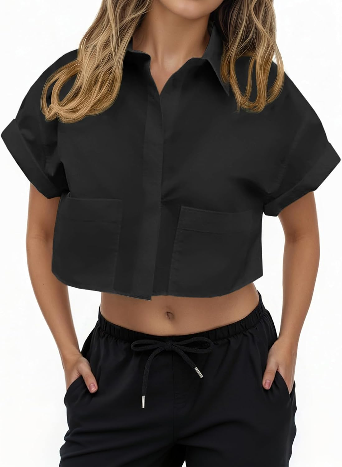 Tankaneo Camisa Mulher Curta com Botões M4K781