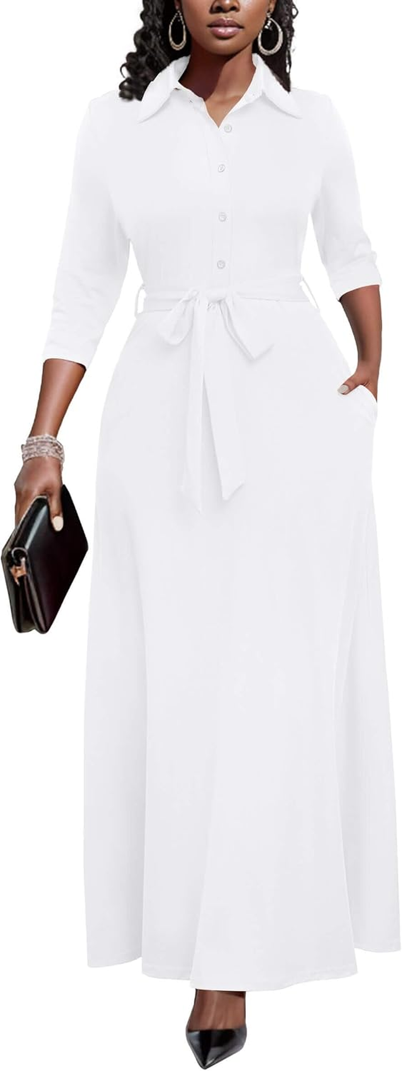 Runwind Vestido Longo Manga 3/4 Mulher