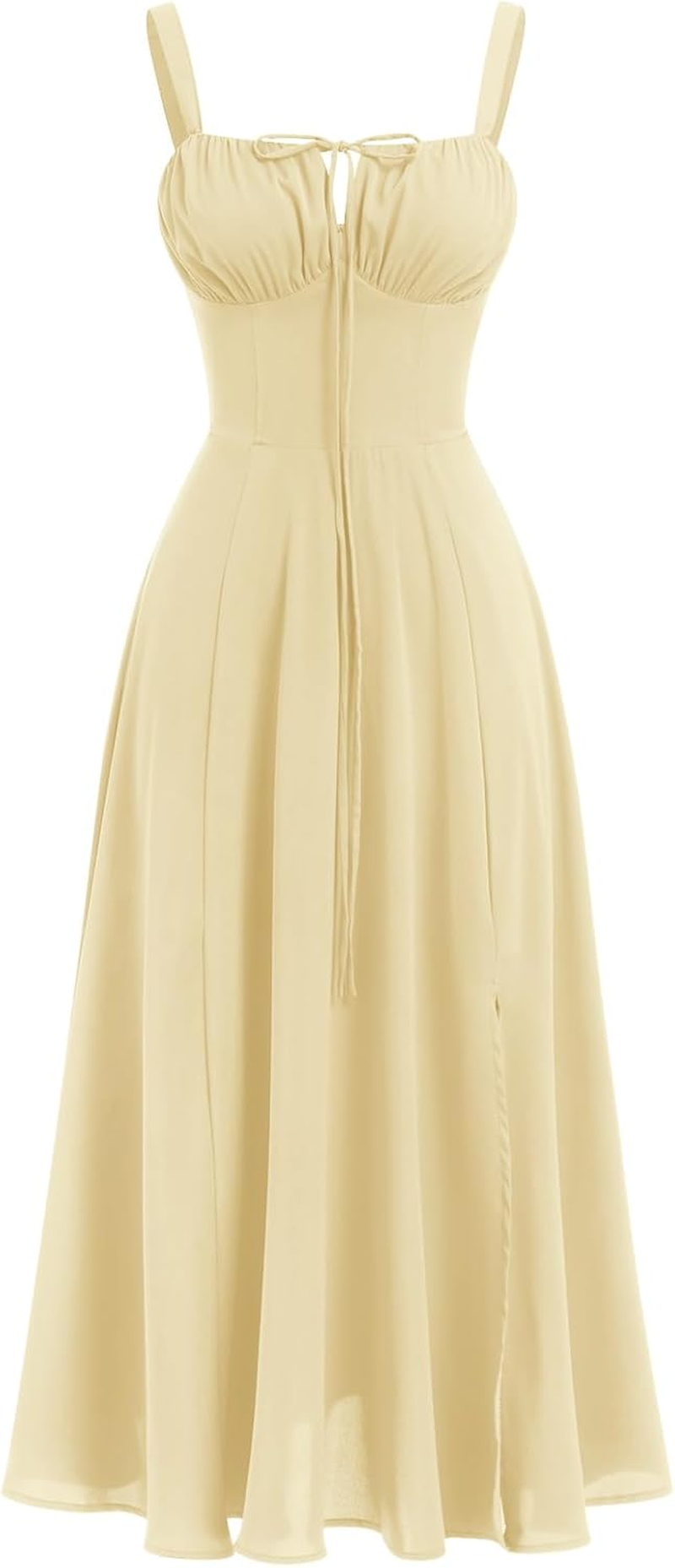 ABEHIK Vestido Midi Corset com Abertura e Atilhos
