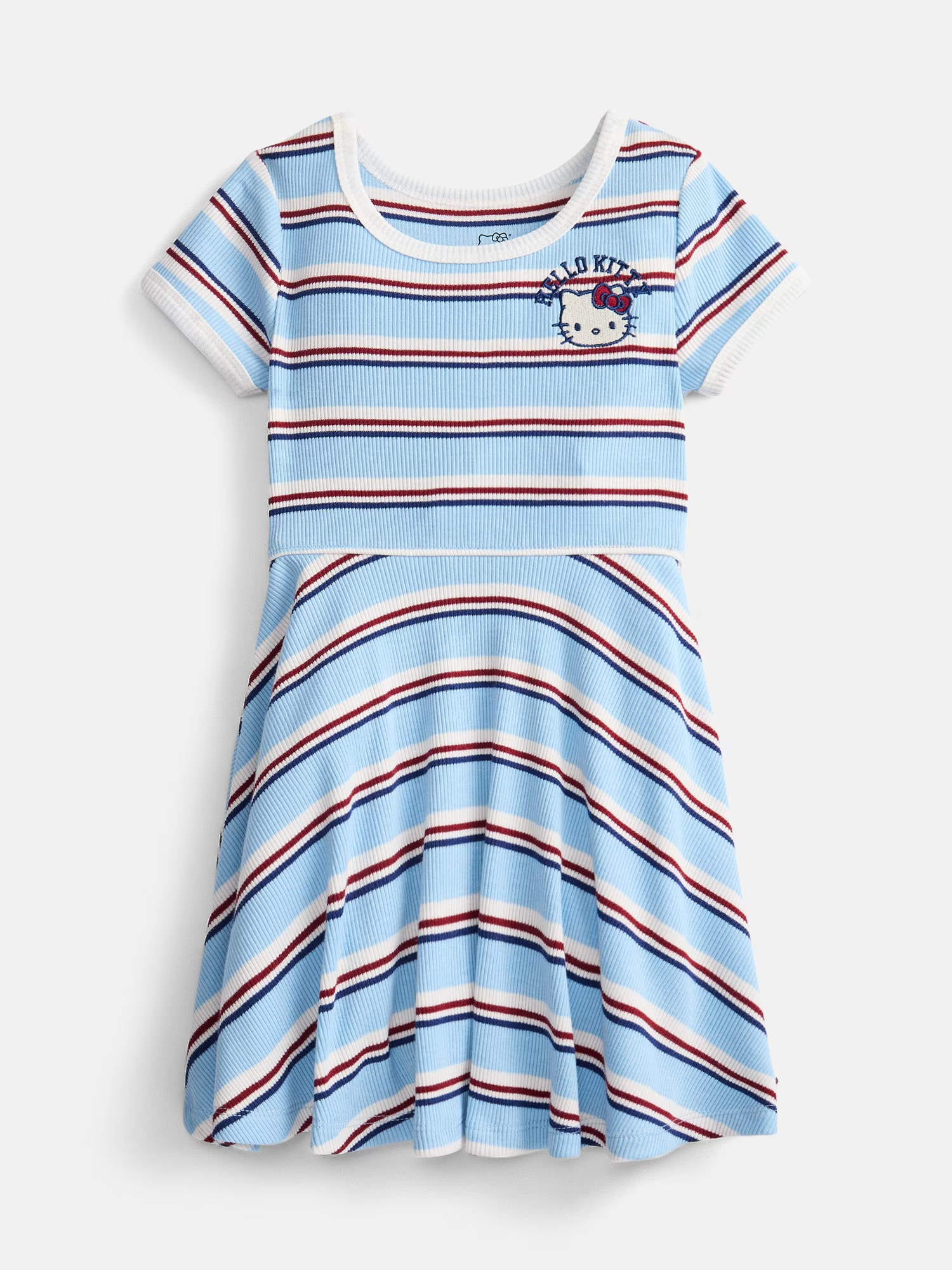 Hello Kitty Robe Skater Rayée Manches Courtes Bleu - EU 110