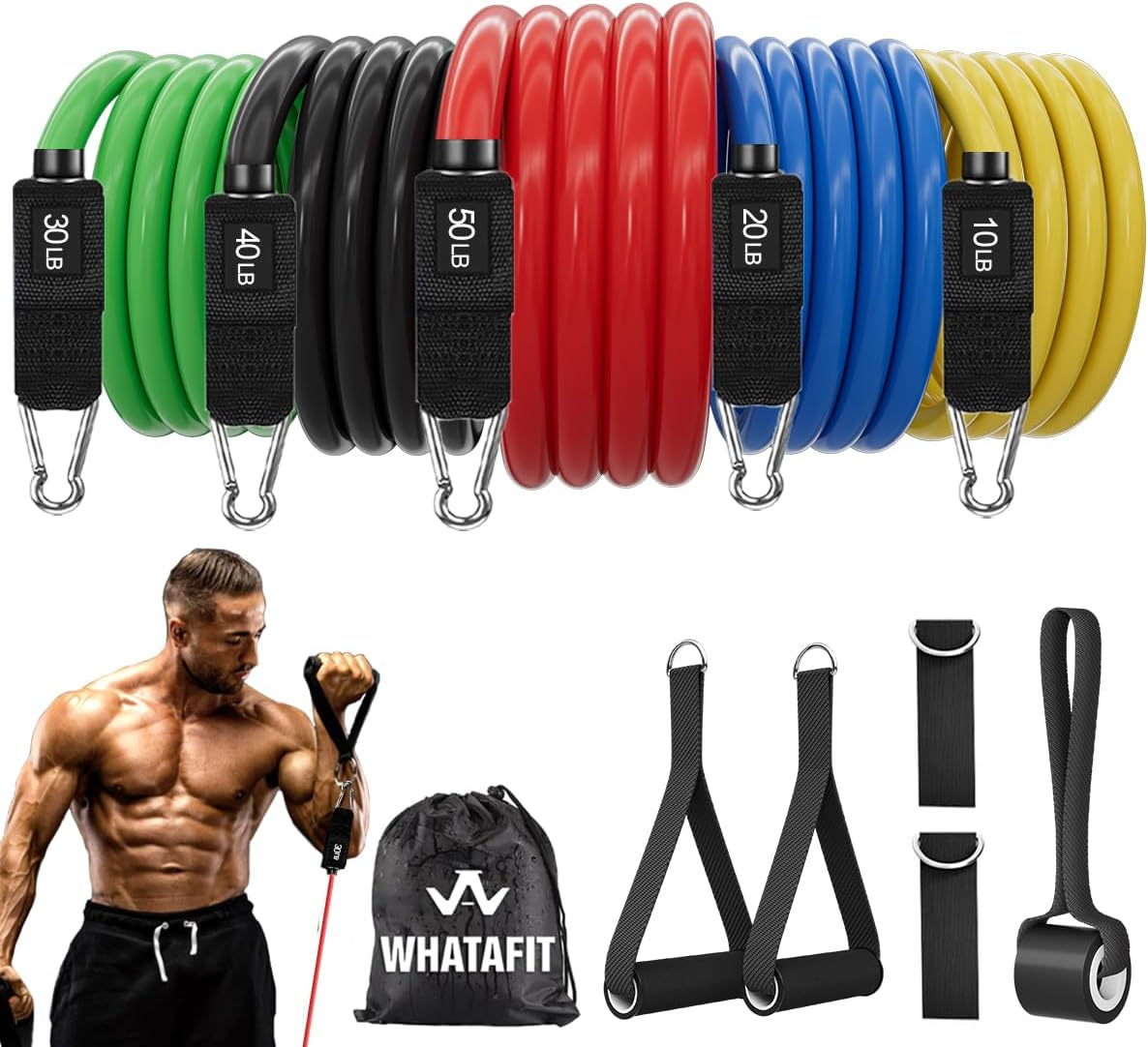 WHATAFIT Conjunto Bandas de Resistência com Pegas até 68 kg AMZ-RB11