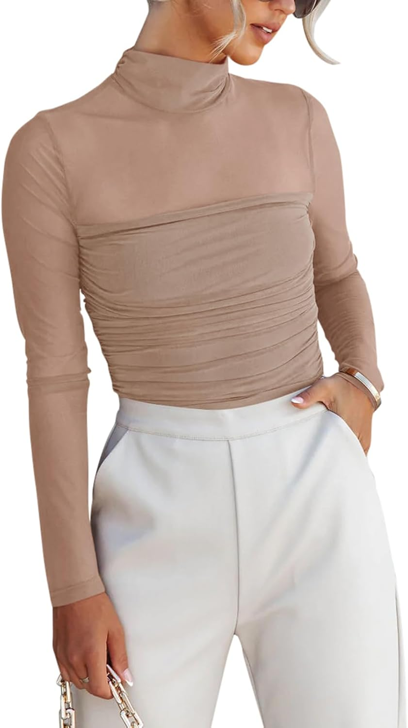 REORIA Camisola Mulher Gola Alta Manga Comprida B0BPXYX6SL