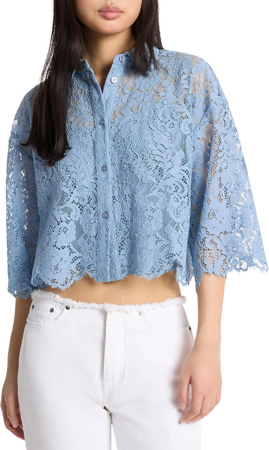 Michael Kors Top Mulher Renda Cordão Chambray MS64101KQ9-100