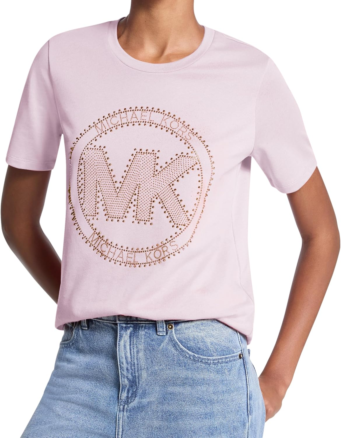 Michael Kors T-Shirt Mulher Gráfico Rhinestud Circle Logo