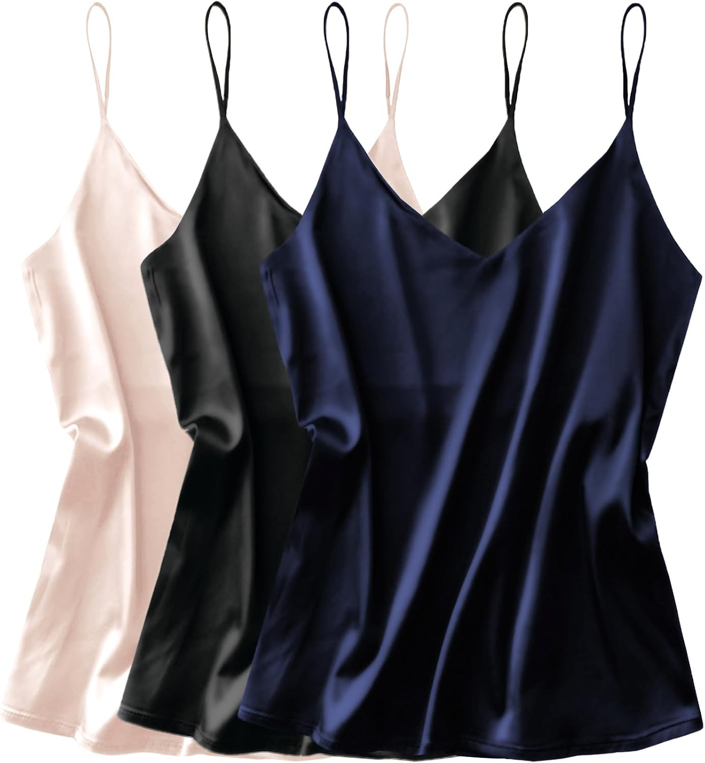 Ekouaer Pack 3 Tops de Alças em Cetim Mulher
