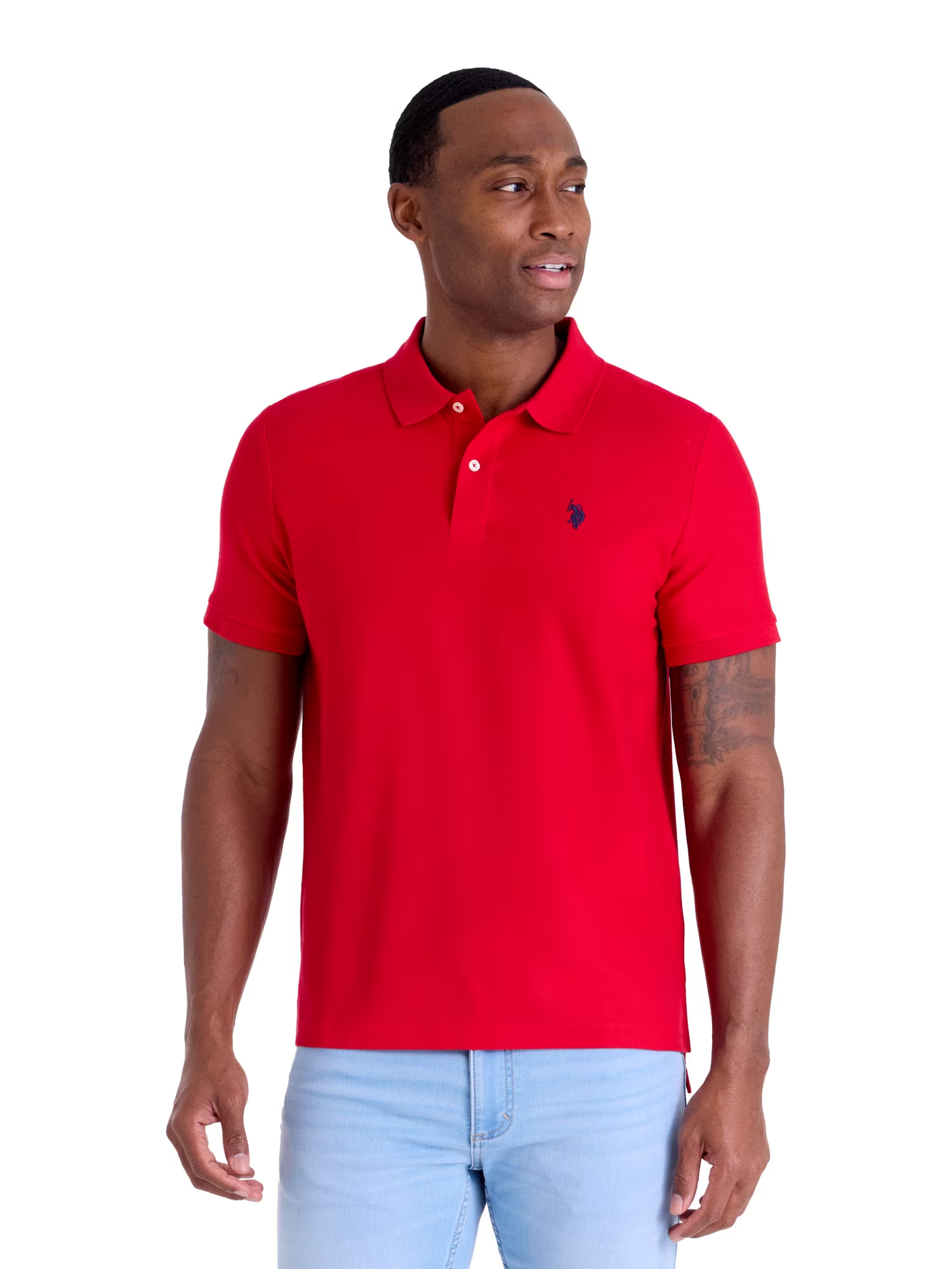 U.S. Polo Assn. Polo Masculino Performance Piqué Manga Curta Vermelho XS