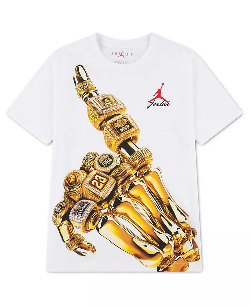 Air Jordan 23K Skeleton Rings T-shirt Rapaz Branca