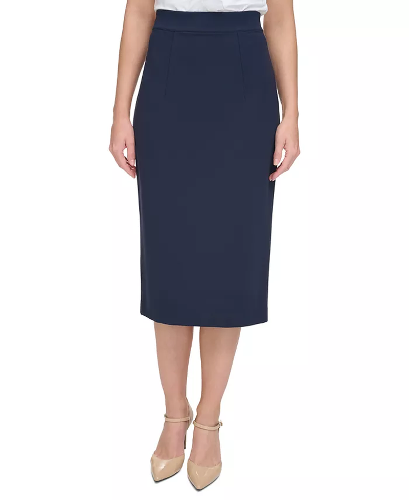 Tommy Hilfiger Saia Lápis Midi Ponte Elástica Midnight