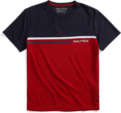Nautica Navtech T-Shirt Colorblock Secagem Rápida Homem Vermelho/Azul-Marinho