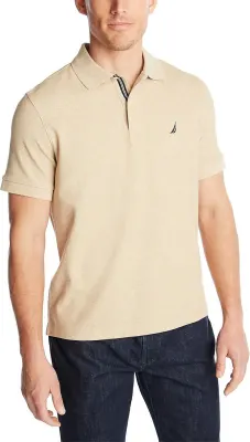 Nautica Polo Performance Piqué Proteção UV Homem Camelo Mesclado