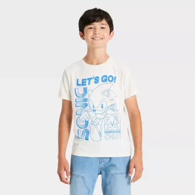 Sonic the Hedgehog T-shirt Estampada de Manga Curta para Rapaz - Creme