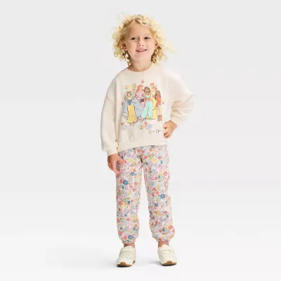 Disney Princesas Conjunto 2 Peças Sweatshirt e Calças em Polar para Menina - Creme/Malva