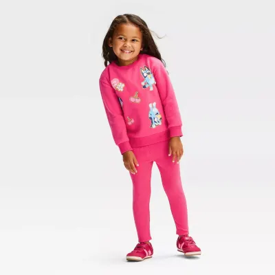 Bluey Conjunto 2 Peças Sweatshirt e Leggings em Polar para Bebé Menina - Rosa