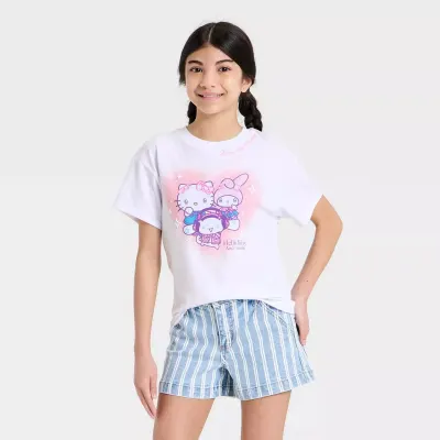 Hello Kitty & Friends T-shirt Estampada de Manga Curta para Menina - Branco