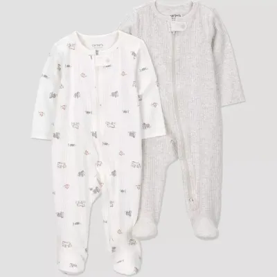 Carter's Just One You Pack 2 Pyjamas Babygrow avec Pieds pour Bébé - Gris