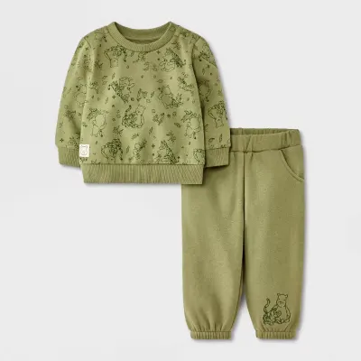 Disney Winnie the Pooh Ensemble 2 Pièces Sweatshirt et Pantalon Polaire Bébé Garçon - Vert