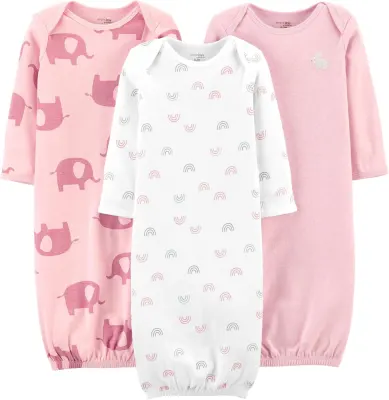 Simple Joys by Carter's Pack 3 Camisas de Dormir em Algodão para Bebé Menina