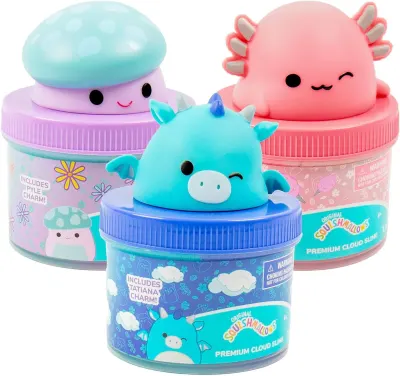 Squishmallows Slime Perfumado em Frasco - Pack 3 com 9 Complementos